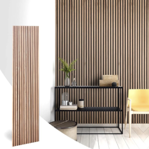 panneau acoustique à lames – chêne poudré sur feutrine noire